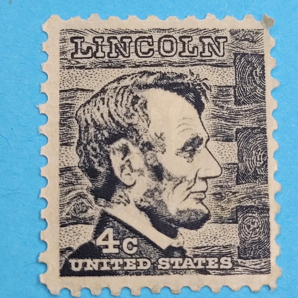 Abraham Lincoln Black 4 Cent Stamp Antique Vintage No Cancellation